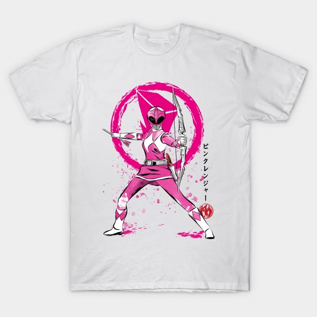 Pink Ranger sumi e T-Shirt by DrMonekers